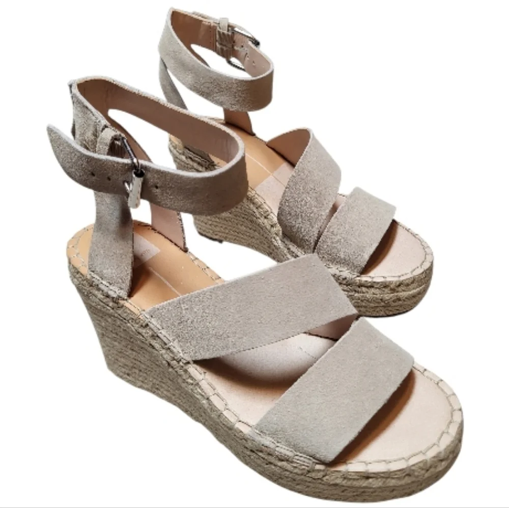 Dolce Vita Tan Suede Shayla Espadrille Wedge Sandals - Size 8.5M